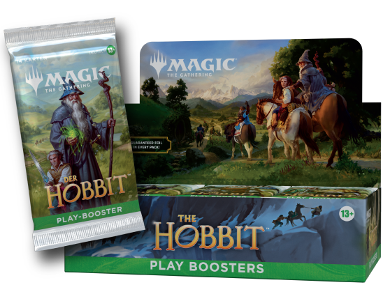 Magic: The Gathering: The Hobbit Play Booster Box (English): sealed Play Booster display with a booster pack