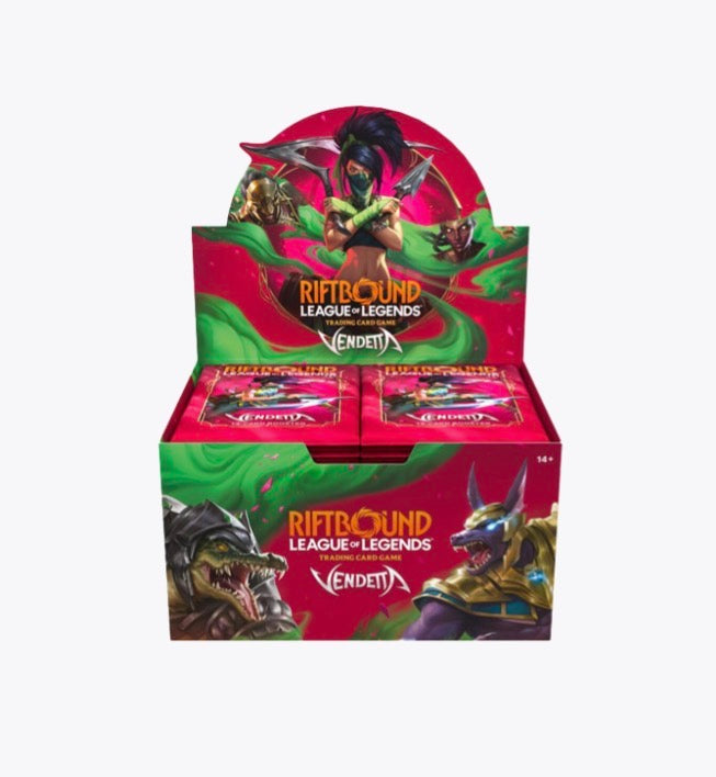 Riftbound: League of Legends TCG Vendetta Booster Box, front of the sealed display