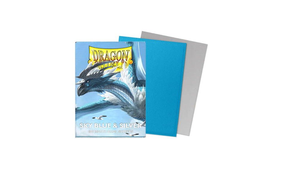 Dragon Shield Matte Dual Card Sleeves: Standard Size (100s) – Sky Blue & Silver