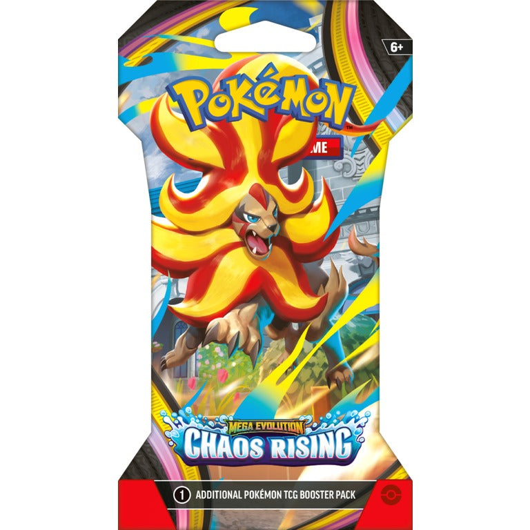 Pokémon TCG: Mega Evolution – Chaos Rising [ME04] Sleeved Booster Pack (English): sealed booster pack, front of pack