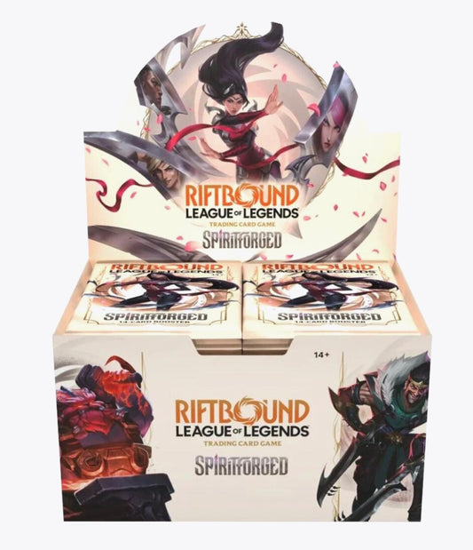 Riftbound: League of Legends TCG: Spiritforged Booster Box (English): booster box, front of display