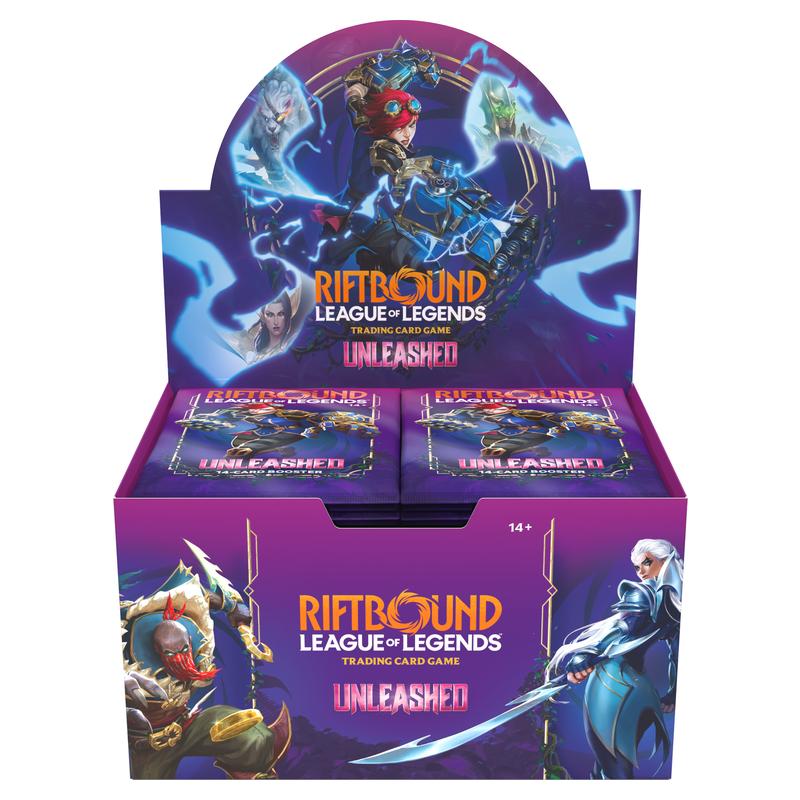 Riftbound: League of Legends TCG: Unleashed Booster Box (English): booster box, front of display