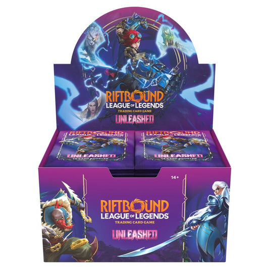 Riftbound: League of Legends TCG: Unleashed Booster Box (English): booster box, front of display
