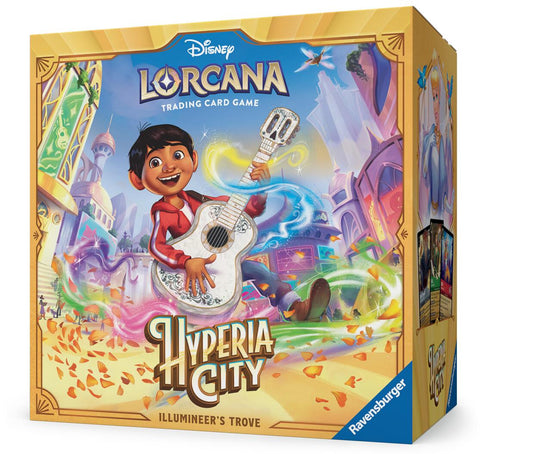 Disney Lorcana Hyperia City Illumineer's Trove box with Miguel from Coco, English edition