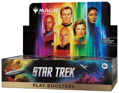 Magic: The Gathering Star Trek Play Booster Display box with captains from across Star Trek, English